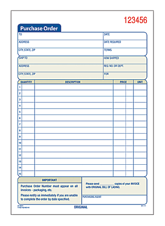 Adams® Carbonless Purchase Order Book, 5 9/16" x 8 7/16", 3-Part, 50 Set Pad