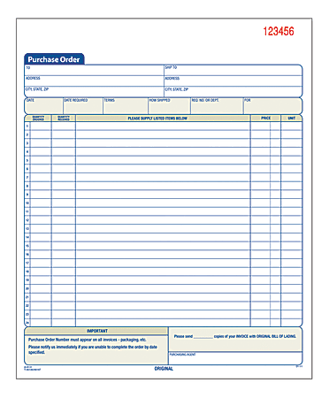 Adams® Carbonless Purchase Order Book, 8 3/8" x 10 11/16", 2-Part, 50 Set Pad