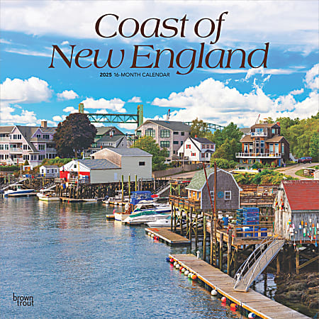 2025 BrownTrout Coast of New England Monthly Plastic-Free Square Wall Calendar, 12" x 12", America Regional, January to December 2025, 9781975474669