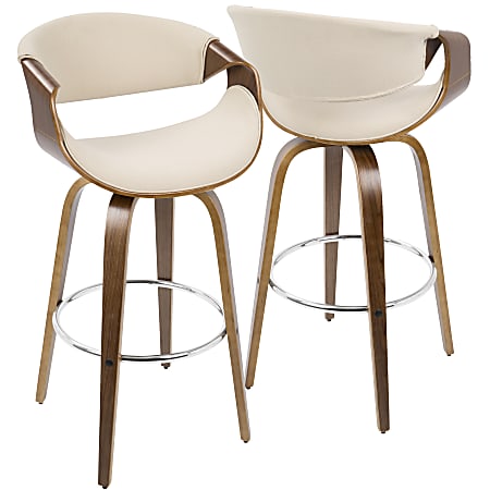 LumiSource Curvini Bar Stools WalnutCream Set Of Stools Office