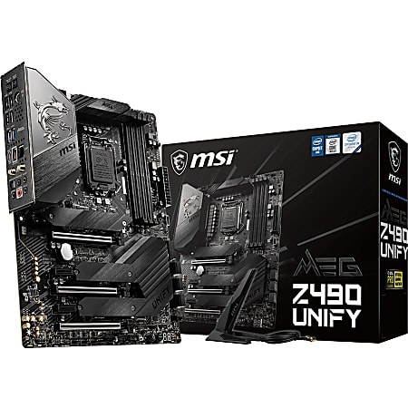 MSI MEG Z490 UNIFY Desktop Motherboard - Intel Z490 Chipset - Socket LGA-1200 - Intel Optane Memory Ready - ATX - 128 GB DDR4 SDRAM Maximum RAM - DIMM, UDIMM - 4 x Memory Slots - IEEE 802.11 a/b/g/n/ac/ax - 6 x SATA Interfaces