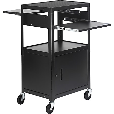 Bretford Basics Adjustable Multimedia Cart With Cabinet CA2642DNS - Cart - for projector / notebook / document camera - steel - black powder