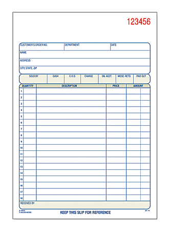 Adams Repair Order Book - 2-Part Carbonless, 50 Sets Per Book, 5-9/16 X 8-7/16 Inches, 3-Pack