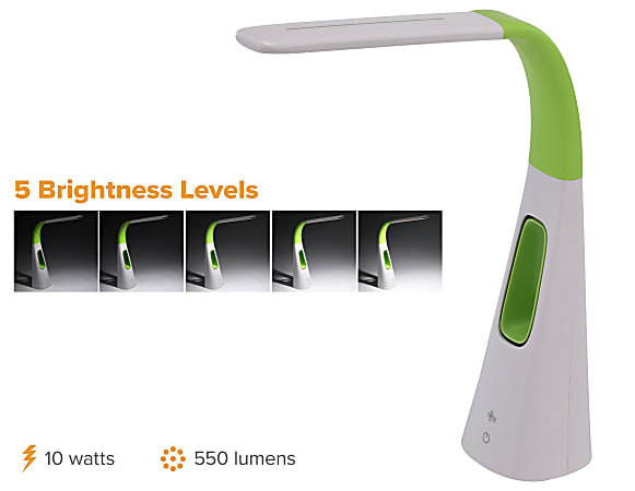 Bostitch LED Desk Lamp With Bladeless Fan 15 58 H Lime Green Office Depot