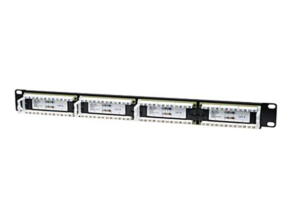 Intellinet Patch Panel, Cat6, UTP, 24-Port, 1U, Black - Patch panel - CAT 6 - UTP - RJ-45 X 24 - black - 1U - 19"