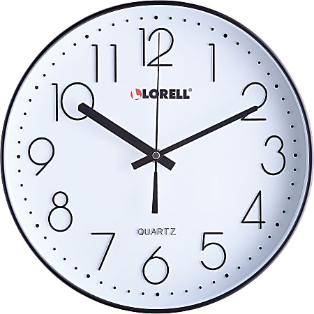 Lorell 12" Round Quiet Wall Clock - Analog - Quartz - Black