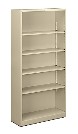 HON® Brigade® Steel Modular Shelving Bookcase, 5 Shelves, 72"H x 34-1/2"W x 12-5/8"D, Putty