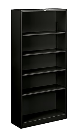 HON® Brigade® Steel Modular Shelving Bookcase, 5 Shelves, 72"H x 34-1/2"W x 12-5/8"D, Black