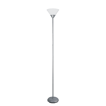 Simple Designs Light Stick Torchiere Floor Lamp, 71 1/4"H, Clear Shade/Silver Base