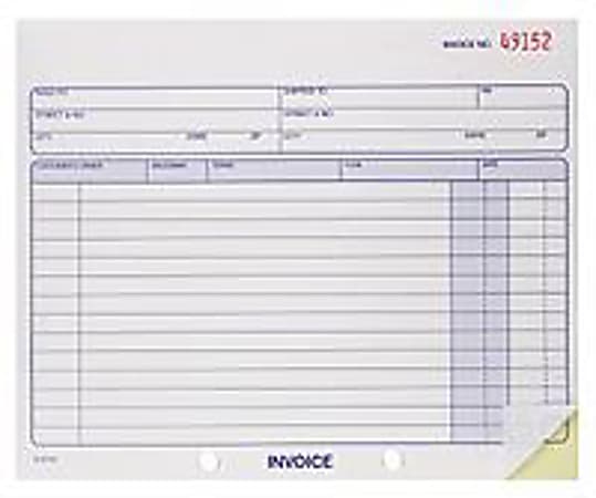 Adams® Invoice Books, 2-Part, 7 1/4" x 8 7/16", Multicolor, 50 Sets Per Book, 6 Books Per Carton