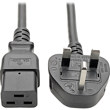 Tripp Lite 8ft Computer Power Cord UK Cable C19 to BS-1363 Plug 13A 8' - 13A (IEC-320-C19 to BS-1363 UK Plug) 8-ft