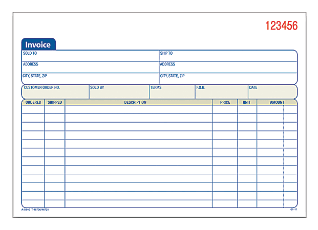 Adams® Carbonless Invoice Books, 2-Part, 8 7/16" x 5 9/16", Pack Of 50