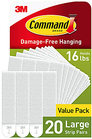 Command Picture Hanging Strips, Damage Free Hanging Picture Hangers, No Tools Wall Hanging Strips, 20 Large Pairs (40 Command Strips)