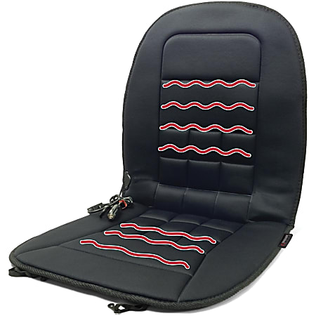WAGAN Tech 12 Volt Heated Seat Cushion Polyester 17 12 x 36 Black