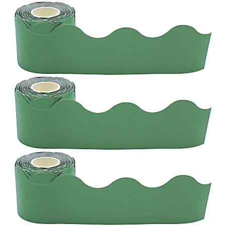 Teacher Created Resources Scalloped Border Trim, Eucalyptus Green, 50' Per Roll, Pack Of 3 Rolls