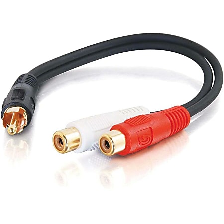 C2G 6in Value Series One RCA Mono Male to Two RCA Stereo Female Y-Cable - RCA Male - RCA Female - 6" - Black