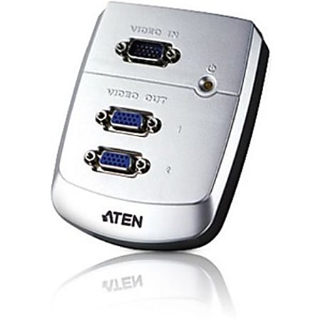 Aten VS82 2-port VGA Video Splitter - 1 x Computer, 2 x Monitor - 1600 x 1200 @ 60Hz - XGA, SVGA, UXGA