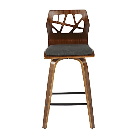 LumiSource Folia Counter Stools Charcoal SeatWalnut Frame Set Of 2