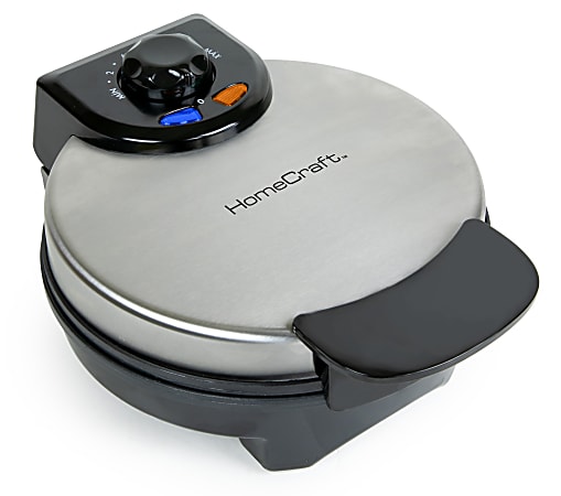 Nostalgia Electrics HomeCraft Round Belgian Waffle Maker, 7", Stainless/Black