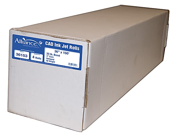 Alliance Wide Format Paper 36 x 150' Vellum Aqueous Ink Jet with 2 core  20# - 1 roll/carton