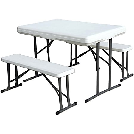 Stansport Folding Picnic Table With Bench, White
