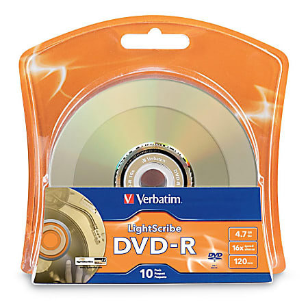 Orator hovedpine Bevidstløs Verbatim DVD R Lightscribe 4.7Gb 16X Gold 10 Pack - Office Depot