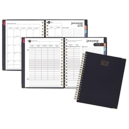 AT-A-GLANCE® Harmony 13-Month Weekly/Monthly Hardcover Planner, 9" x 11 1/8", Navy, January 2018 to January 2019 (6099-905-20-18)