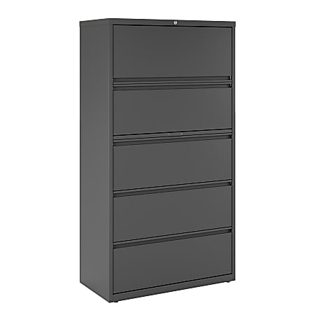 WorkPro® 36"W x 18-5/8"D Lateral 5-Drawer File Cabinet, Charcoal
