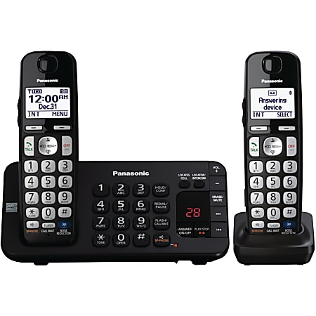 Panasonic® Expandable Digital Cordless Speakerphone Answering System With 3 Handsets, 6.8"H x 3.5"W x 7.8"D, Black, KX-TGE243B