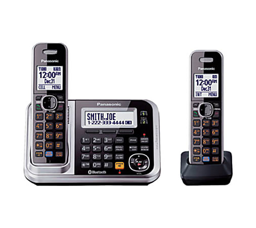 Panasonic® KX-TG7872S Link2Cell Bluetooth® DECT 6.0 Expandable Cordless Phone System With Digital Answering Machine, Silver
