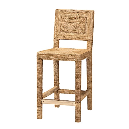 bali & pari Anfield Natural Seagrass And Mahogany Wood Counter Stool, Natural