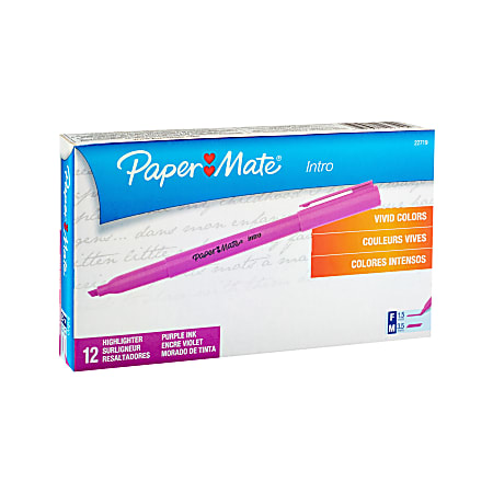 Paper Mate® Intro Pen-Style Highlighters, Lavender, Pack Of 12