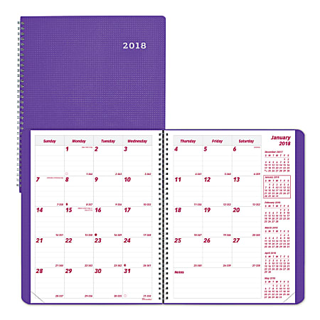 Brownline® Duraflex 14-Month Monthly Planner, 8 7/8" x 7 1/8", Purple, December 2017 to January 2019 (CB1200V.PUR-18)