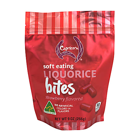 Capricorn Strawberry Soft Eating Licorice Bites, 9 Oz, Pack Of 4 Bags