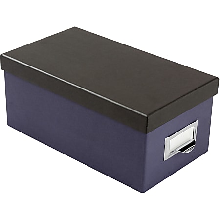 Oxford® Index Card Storage Box, 4 x 6, Indigo/Black