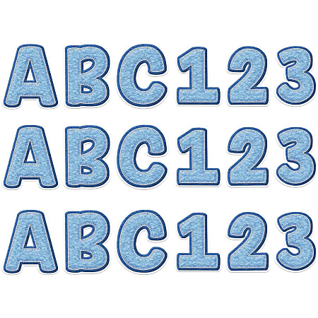 Eureka 4" Deco Letters, A Close-Knit Class Blue Felt, 179 Letters Per Pack, Set Of 3 Packs