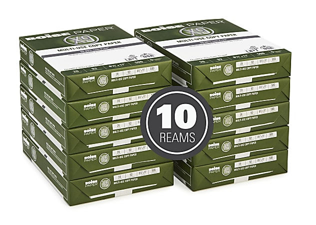 Boise® X-9® Multi-Use Printer & Copy Paper, 10 Reams, White, Letter (8.5" x 11"), 5000 Sheets Per Case, 20 Lb, 92 Brightness