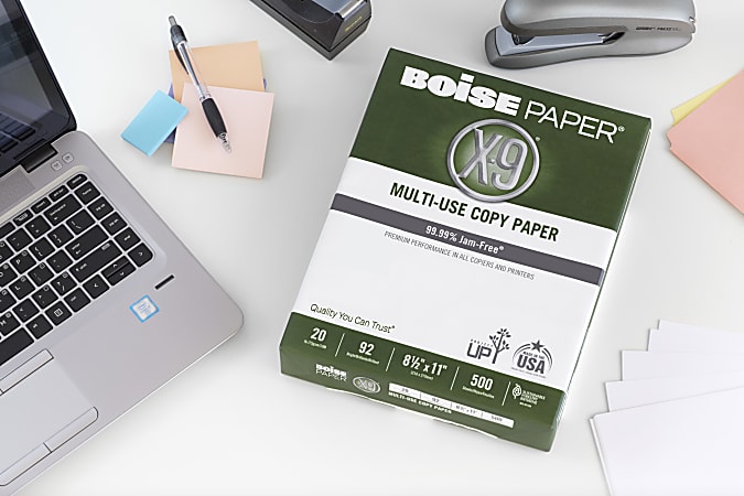 Boise® X-9® Multi-Use Printer & Copy Paper, 10 Reams, White, Letter (8.5" x 11"), 5000 Sheets Per Case, 20 Lb, 92 Brightness