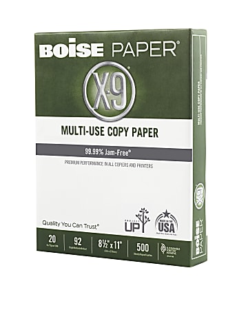 Boise X 9 Multi Use Printer Copier Paper Letter Size 8 12 x 11 5000 Total  Sheets 92 U.S. Brightness 20 Lb White 500 Sheets Per Ream Case Of 10 Reams  - Office Depot