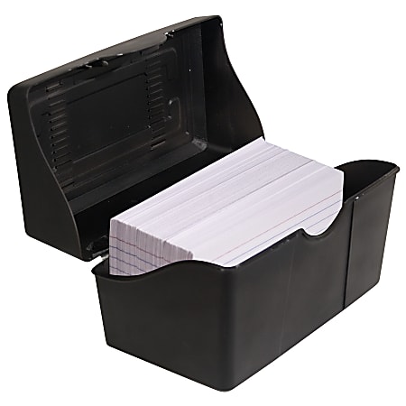 Universal® Plastic Index Card Boxes, Holds 300 3 x 5 Cards, 5.63 x 3.25 x  3.75, Translucent Black