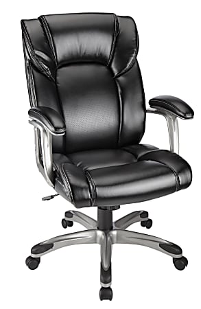 Realspace® Salsbury Bonded Leather High-Back Chair, Black