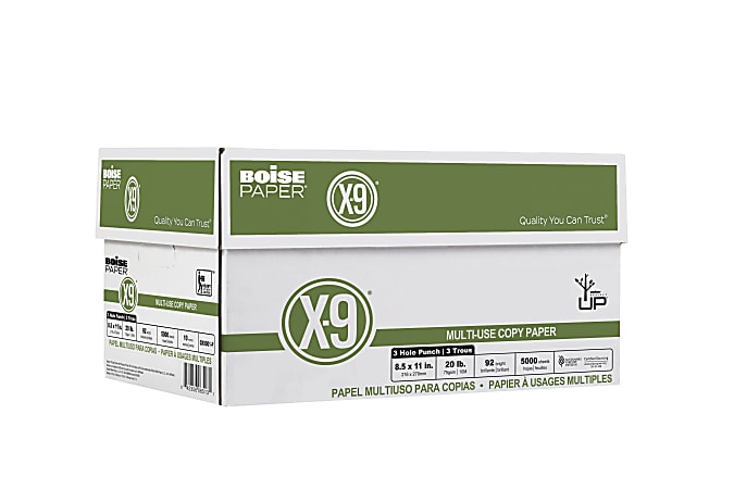 Boise Paper X-9 Multi-Use 3-Hole Punch Copy Paper – 10 Ream (5,000 Sheets)  | 8.5 x 11 Letter | 92 Bright White - 20 lb. | OX-9001P-CTN