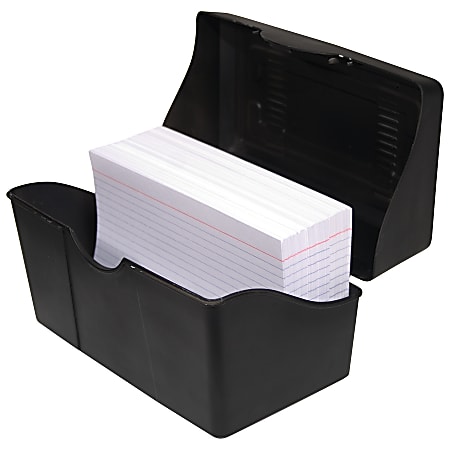 Innovative Storage Designs Plastic Card File, 300-Card Capacity, Black