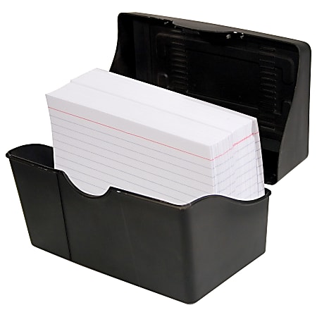 Innovative Storage Designs Plastic Card File, 350-Card Capacity, Black