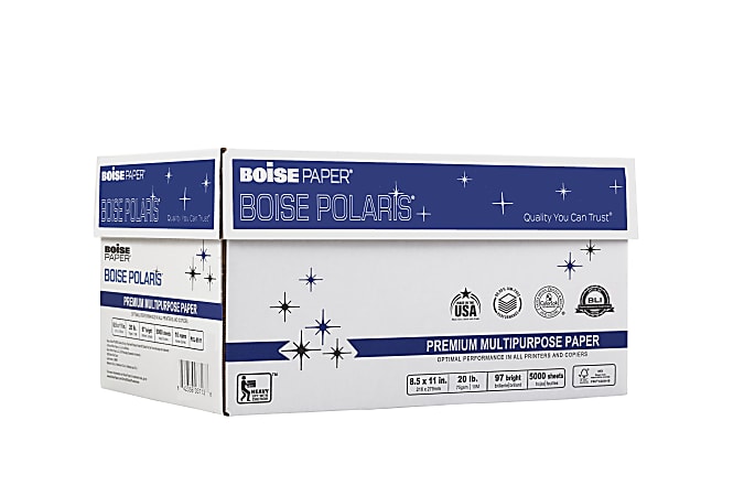 Boise Polaris Premium Multipurpose Paper 8 1/2 x 11 20lb White 5000/CT