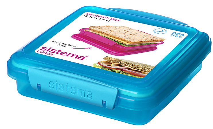 Sistema Sandwich Box 15.2 Oz. Assorted Colors No Color Choice - Office Depot