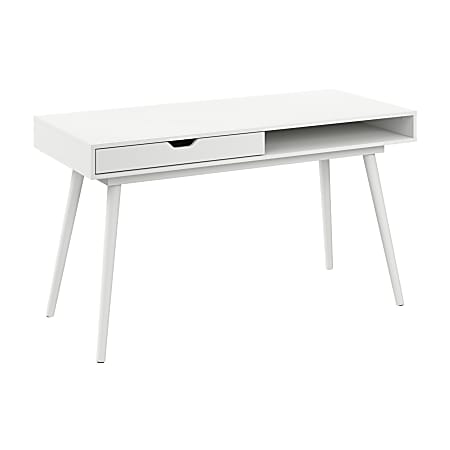 Bush Furniture Nora 54"W Writing Desk, Pure White, Standard Delivery