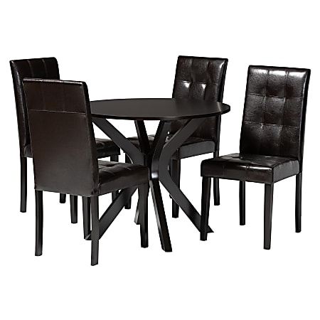Baxton Studio Marie Dining Set, 29-15/16”H x 35-7/16”W x 35-7/16”D, Dark Brown/Espresso Brown