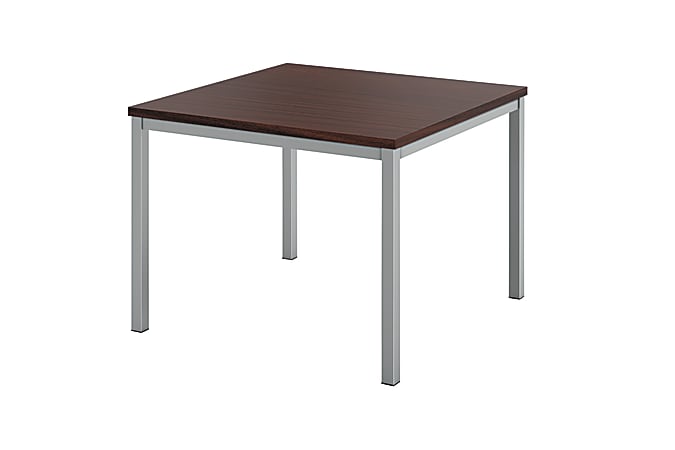 Basyx by HON® Laminate And Tubular Steel Frame Occasional End Table, Brown/Silver