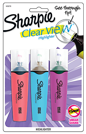 Clearview Pen-Style Highlighter, Chisel Tip, Assorted Colors, 8/Pack - Sharpie 1966798